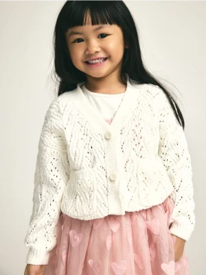 Reserved - Ażurowy kardigan - złamana biel