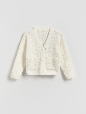 Reserved - Ażurowy kardigan - złamana biel