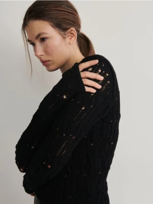 Reserved - Ażurowy sweter - czarny