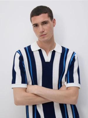 Reserved - Ażurowy sweter polo - wielobarwny