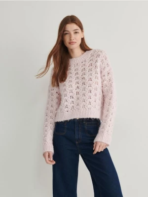 Reserved - Ażurowy sweter - pastelowy róż