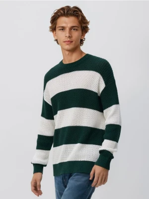 Reserved - Ażurowy sweter w paski - wielobarwny