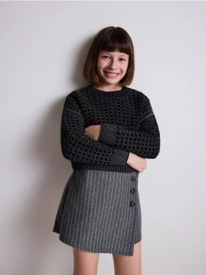 Reserved - Ażurowy sweter z połyskiem - czarny