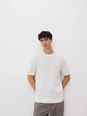 Reserved - Ażurowy sweter z wiskozą - biały