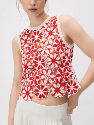 Reserved - Ażurowy top - czerwony