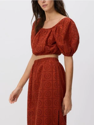 Reserved - Ażurowy top - intenstywna czerwień