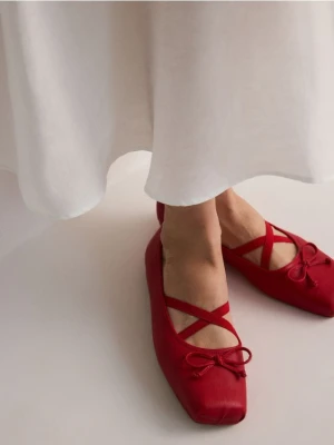 Reserved - Baleriny z kokardą - czerwony