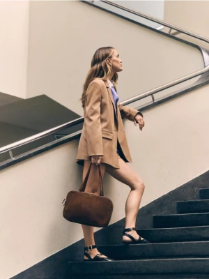 Reserved - Baleriny z paskami - mahoniowy