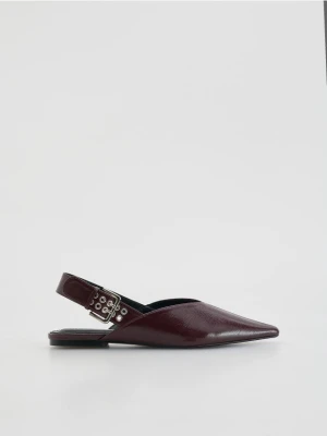 Reserved - Baleriny z paskiem - mahoniowy