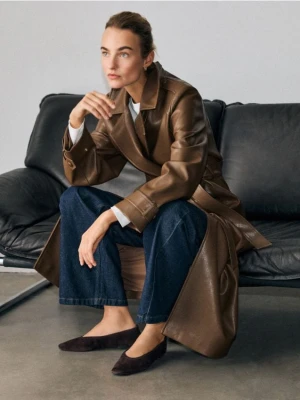 Reserved - Baleriny ze skóry owczej - ciemnobrązowy