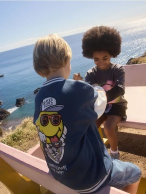 Reserved - Bawełniana bluza bomber SmileyWorld® - granatowy