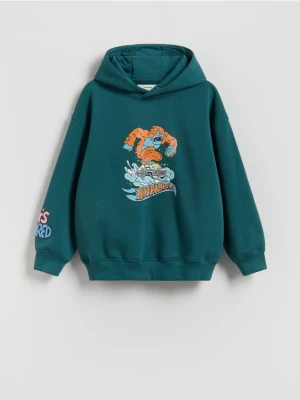 Reserved - Bawełniana bluza Hot Wheels - ciemny turkus