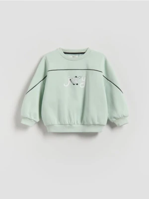 Reserved - Bawełniana bluza - jasnozielony