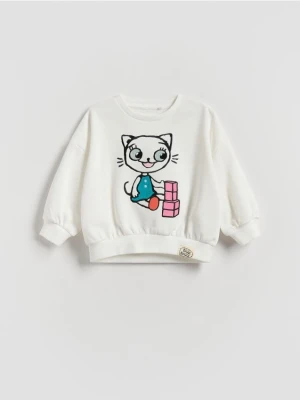 Reserved - Bawełniana bluza Kicia Kocia - złamana biel