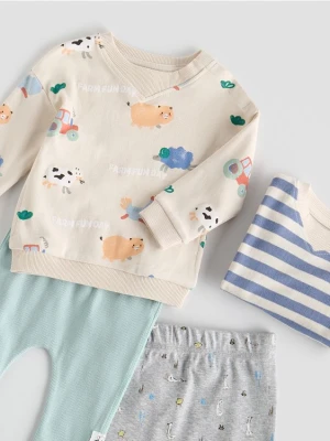 Reserved - Bawełniana bluza - kremowy