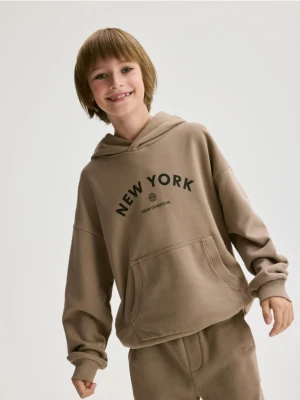 Reserved - Bawełniana bluza oversize - brązowy