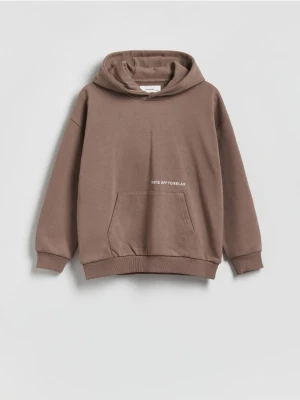 Reserved - Bawełniana bluza oversize - brązowy