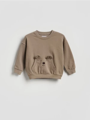 Reserved - Bawełniana bluza oversize - brązowy