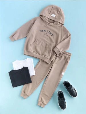 Reserved - Bawełniana bluza oversize - brązowy