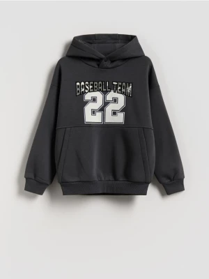 Reserved - Bawełniana bluza oversize - ciemnoszary