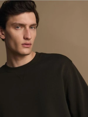 Reserved - Bawełniana bluza oversize - ciemnozielony