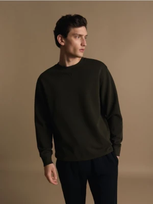 Reserved - Bawełniana bluza oversize - ciemnozielony