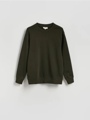 Reserved - Bawełniana bluza oversize - ciemnozielony