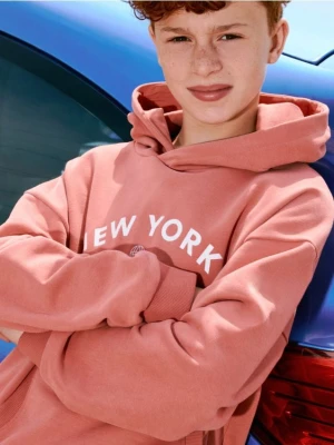 Reserved - Bawełniana bluza oversize - czerwony