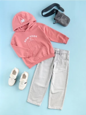 Reserved - Bawełniana bluza oversize - czerwony