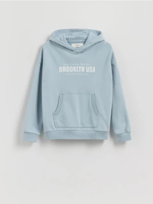 Reserved - Bawełniana bluza oversize - jasnoniebieski