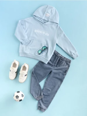 Reserved - Bawełniana bluza oversize - jasnoniebieski