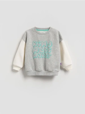 Reserved - Bawełniana bluza oversize - jasnoszary