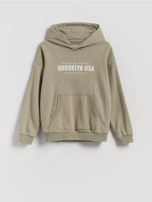 Reserved - Bawełniana bluza oversize - jasnozielony