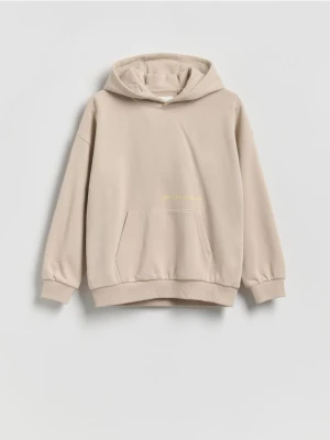 Reserved - Bawełniana bluza oversize - kremowy