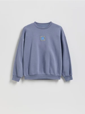 Reserved - Bawełniana bluza oversize - niebieski