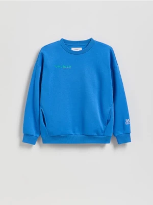 Reserved - Bawełniana bluza oversize - niebieski