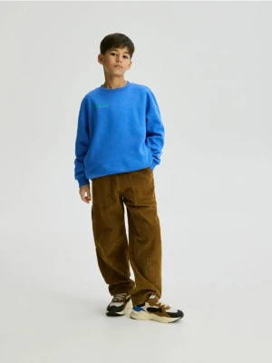 Reserved - Bawełniana bluza oversize - niebieski