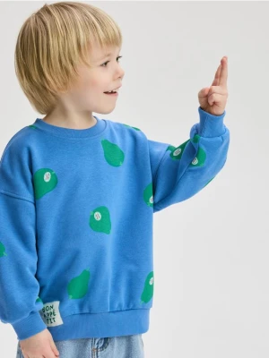 Reserved - Bawełniana bluza oversize - niebieski