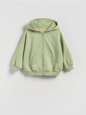 Reserved - Bawełniana bluza oversize - oliwkowy