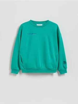 Reserved - Bawełniana bluza oversize - zielony