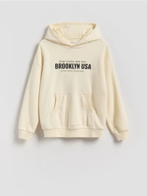 Reserved - Bawełniana bluza oversize - złamana biel