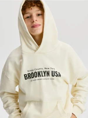 Reserved - Bawełniana bluza oversize - złamana biel