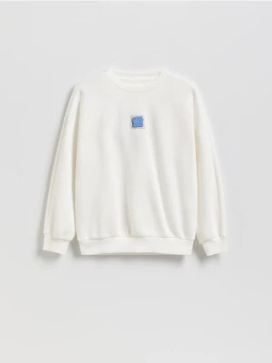 Reserved - Bawełniana bluza oversize - złamana biel