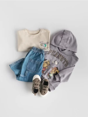 Reserved - Bawełniana bluza Snoopy - fioletowy