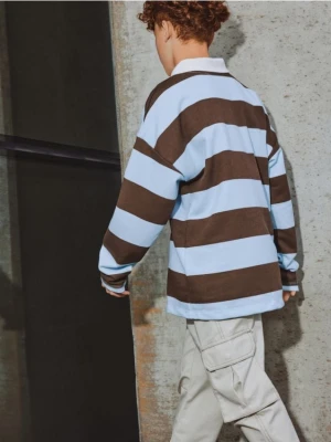 Reserved - Bawełniana bluza w paski - brązowy