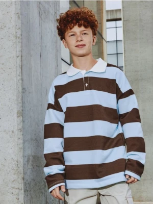 Reserved - Bawełniana bluza w paski - brązowy