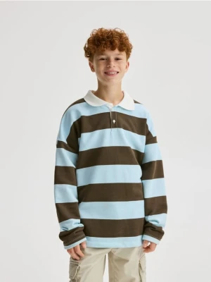 Reserved - Bawełniana bluza w paski - brązowy