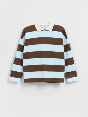 Reserved - Bawełniana bluza w paski - brązowy