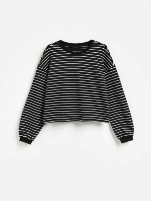 Reserved - Bluza w paski z bawełną - czarny