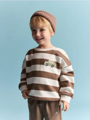 Reserved - Bawełniana bluza w paski - złamana biel